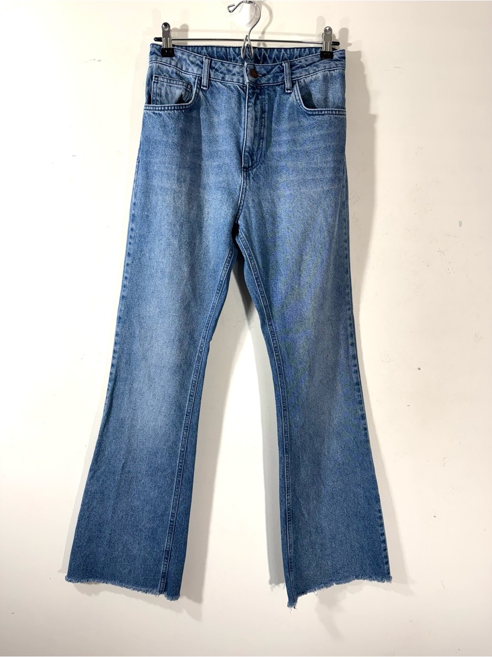 Reclaimed vintage flare jeans size 28 medium wash raw hem